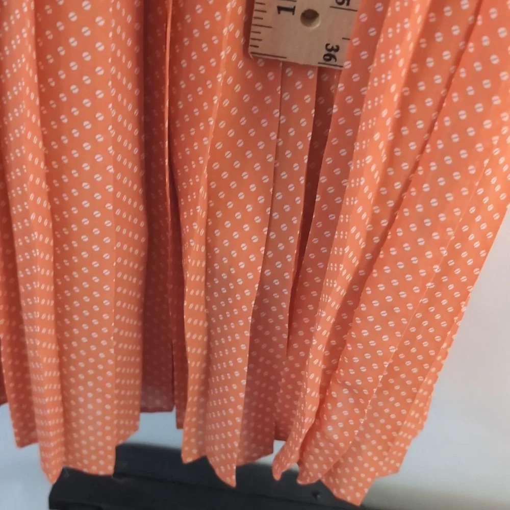 MELLO DAY Women's Orange Half Button Dotted Dress With Belt Size Large